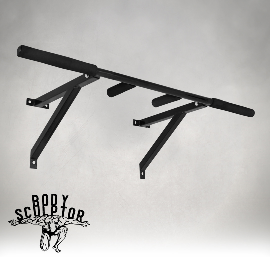 Турнік настінний/надверний чорний рівний (40 см)  Розбірний №2 з м'якими ручками, фото 1