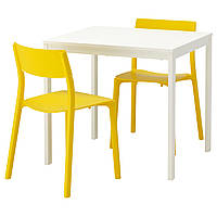 IKEA VANGSTA/JANINGE (592.212.12) Стол и 2 стулья, белый, желтый