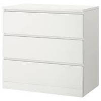 IKEA MALM (204.035.62) МАЛЬМ Комод с 3 ящиками, белый, 80 х 78 см