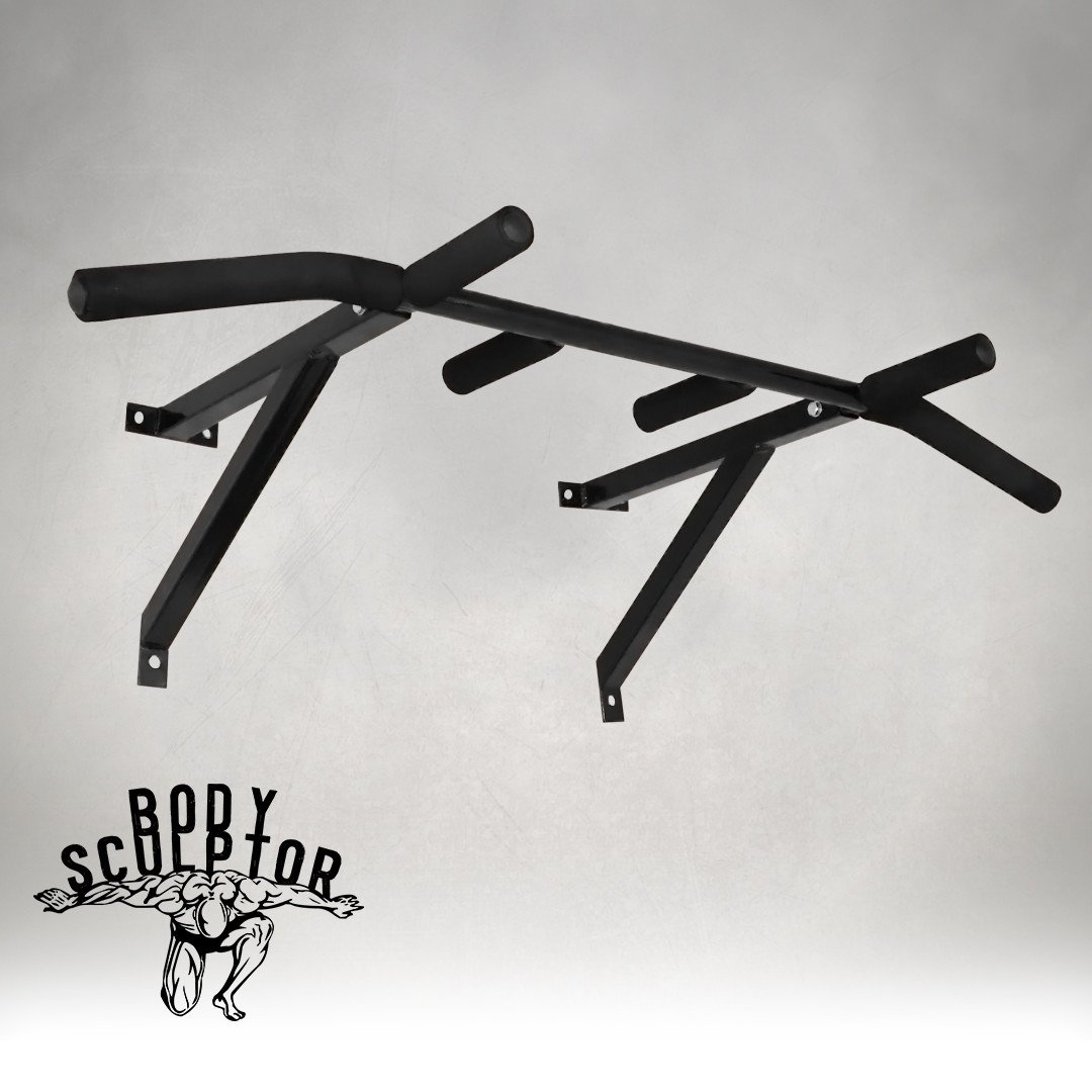 Турнік настінний/надверний чорний гнутий (40 см)  Розбірний №3 з м'якими ручками, фото 1