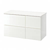 IKEA GODMORGON/TOLKEN Шкаф под умывальник со столешницей с 4 ящиками, глянцевый белый, белый (792.953.15)