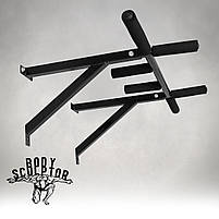 Турнік настінний/надверний чорний рівний (40 см)  Розбірний №3 з м'якими ручками, фото 3