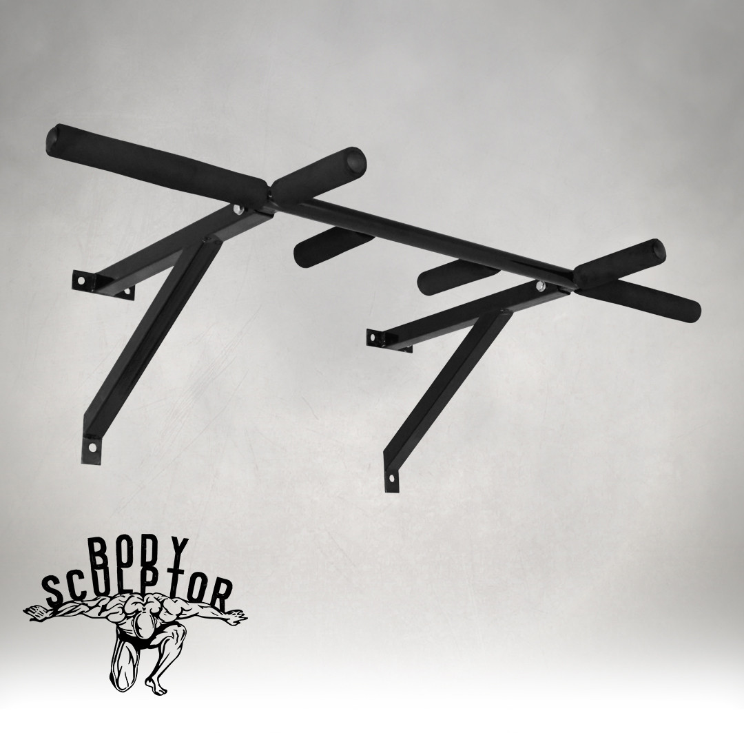 Турнік настінний/надверний чорний рівний (40 см)  Розбірний №3 з м'якими ручками, фото 1