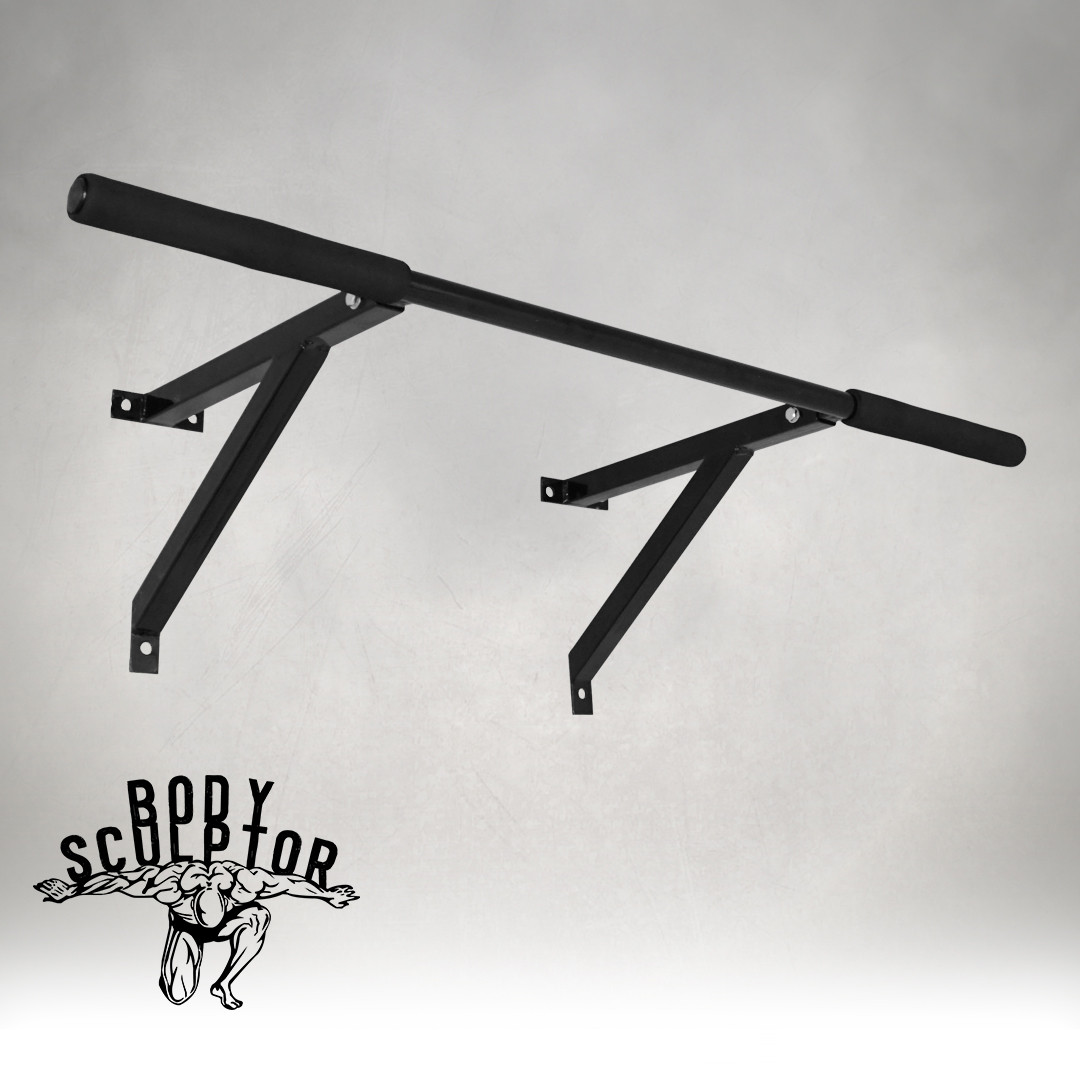 Турнік настінний/надверний чорний рівний (50 см) Розбірний №1 з м'якими ручками, фото 1