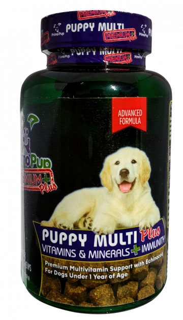 Вітаміни Паппі Мульті+ Прімо Пап Puppy Multi+ Primo Pup з ехінацеєю для зміцнення імунітету у цуценят, 60 таблеток, фото 1