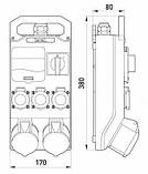 Монтажний набір - вікно 4 модуля, вимикач: 0-1, 2x16A 3P + N + Z 400V, 3x16A 2P + Z 250V, TAREL, E. NEXT [332], фото 2