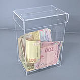 Скринька для збору грошей та анкет 2 л. без замка, Ш120 х Г80 х В180 мм, акрил 2 мм, фото 3