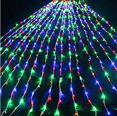 Світлодіодна гірлянда Водоспад 280 led велика лампа 3D (білий шнур, з переходником) 3.0х3.0м Кольорове світло, фото 1