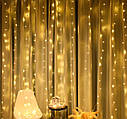 Світлодіодна гірлянда штора Водоспад 240-WW led 3х2м (білий шнур, перехідник) Золоте світло, фото 2