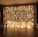 Світлодіодна гірлянда штора Водоспад 240-WW led 2х2м (прозорий провід) Теплий білий світ, фото 4