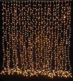 Світлодіодна гірлянда штора Водоспад 240-WW led 2х2м (прозорий провід) Теплий білий світ