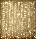 Світлодіодна гірлянда штора Водоспад 240-WW led 2х2м (прозорий провід) Теплий білий світ, фото 3