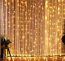 Світлодіодна гірлянда штора Водоспад 240-WW led 3х2м (білий шнур, перехідник) Золоте світло, фото 3