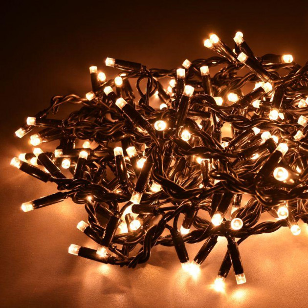 Гірлянда Штора Зовнішня 120LED, 3,5х1м. Вбудований Вхід, Вихід , Чорний Дріт, Біла (Тепла)