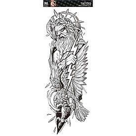 Реалізм. Флеш Тату, На Руці/Нозі/Стегні, 48*17 См Зевса, Орли, Грецький Стиль