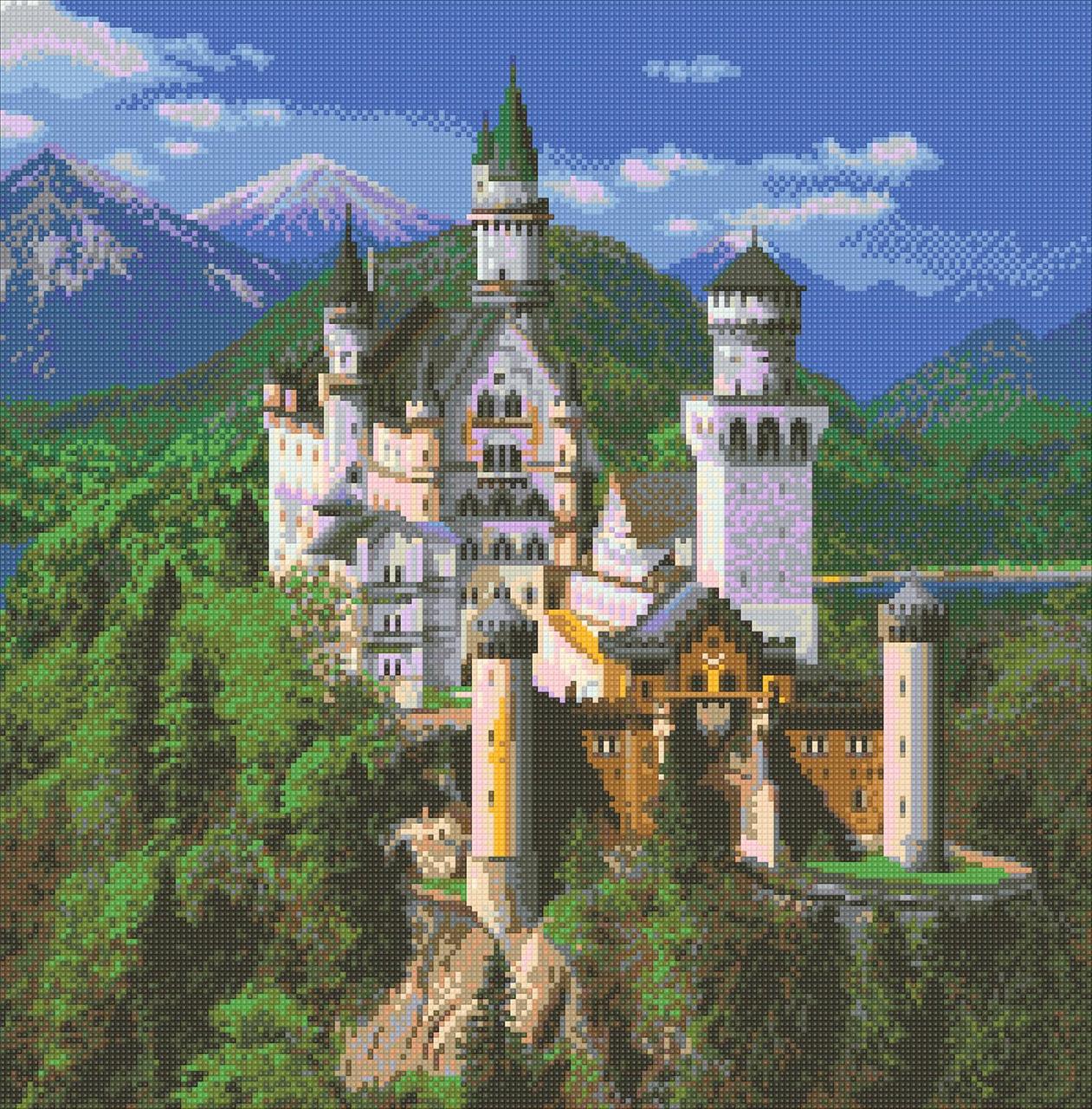 Алмазна мозаїка Замок в горах DM-366 50х50см Повна зашивання. Набір алмазної вишивки