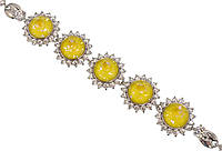 Браслет Xuping Родий с кр-ми Swarovski "Кристальные цветочки Yellow Opal" длина с доп.замком 16,18.5см х 6мм