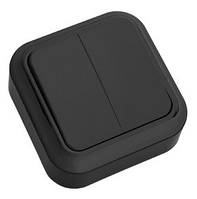 Вимикач А56-134 ЧОРНИЙ накладної подвійний Пралеска BYLECTRICA