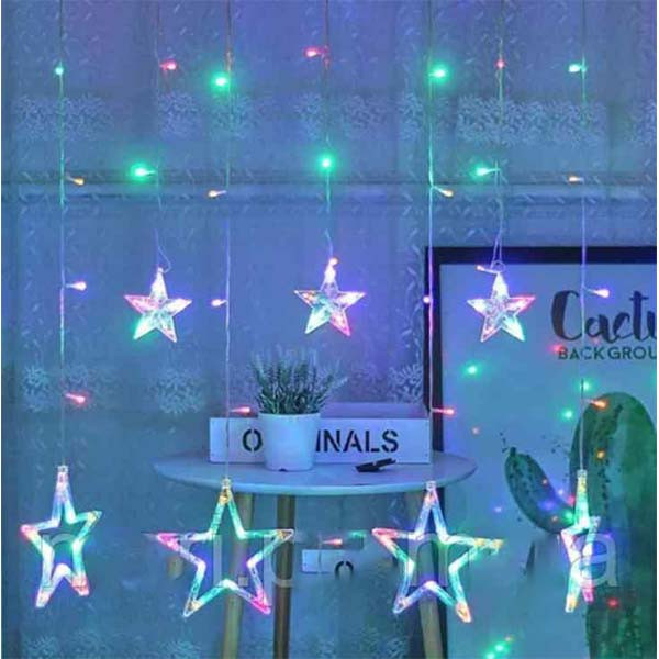 Гірлянда Штора Зірка різні режими Мультик + Подарок, фото 1