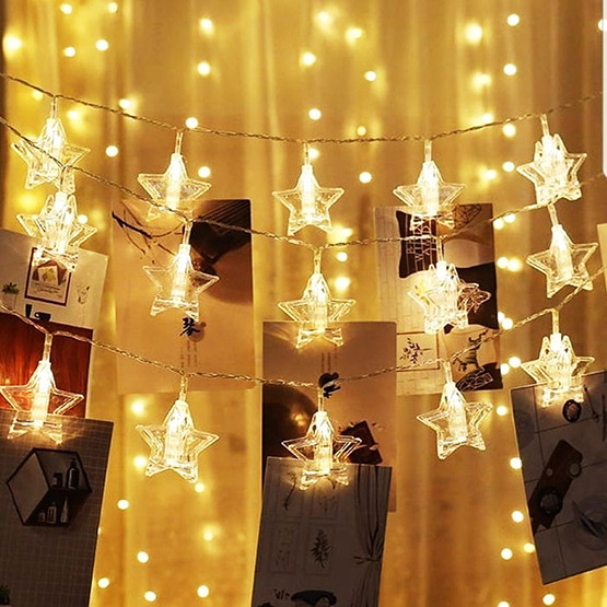 Гірлянда на батарейках Зірки-прищіпки 2.1 м 20 ламп