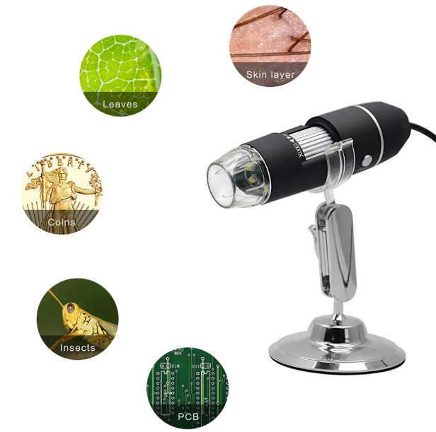 Електронний мікроскоп USB 1000Х на підставці. Цифровий USB мікроскоп для пайки, фото 1