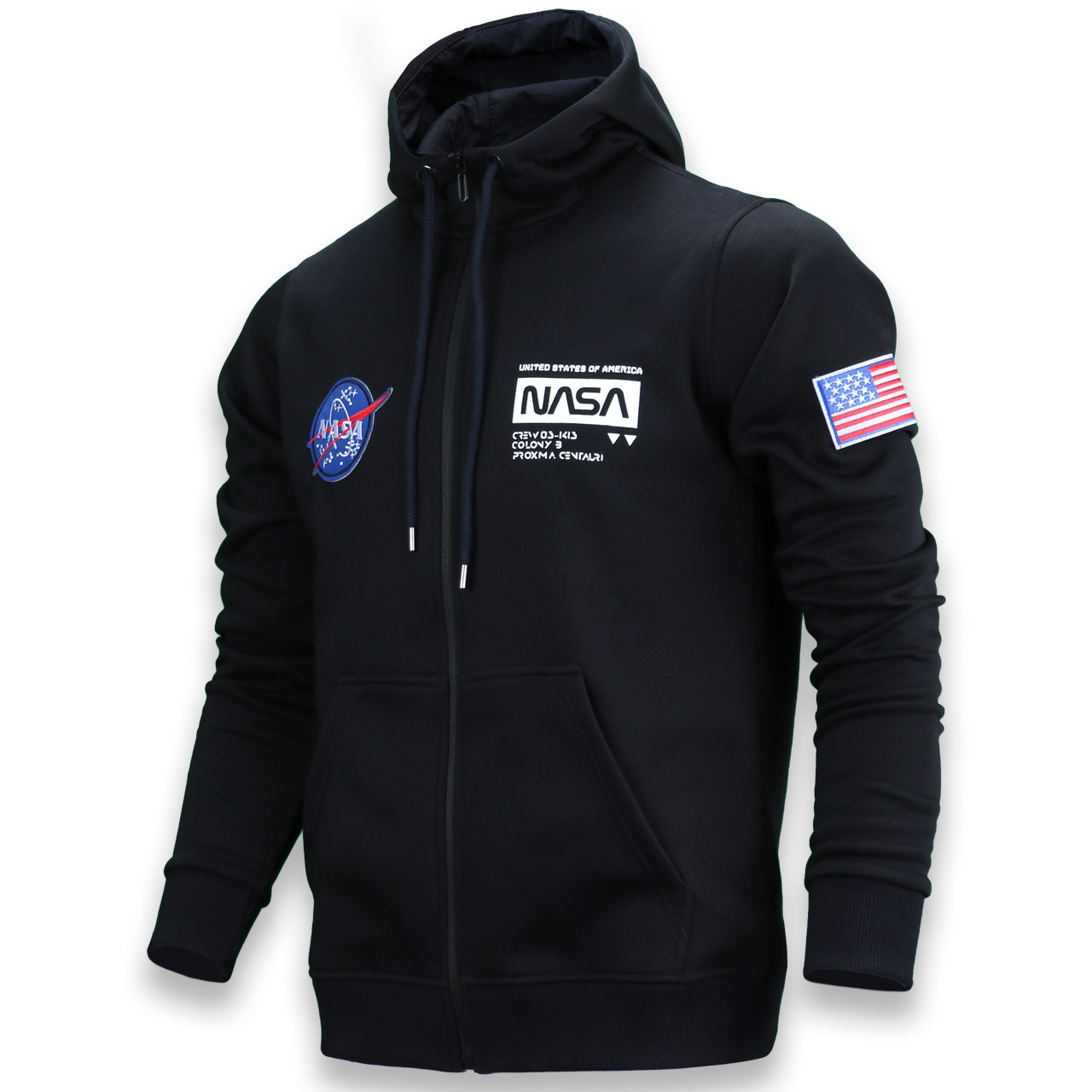 Кофта зима чоловіча т синя NASA #8 з патчем ДО-103 DBLU S(Р) 21-608-003