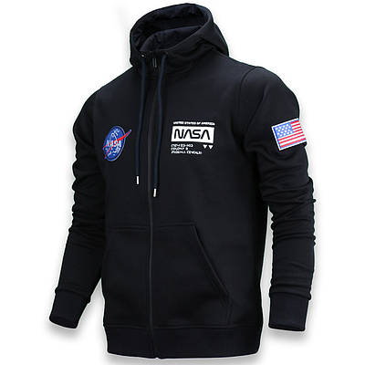 Кофта зима чоловіча т синя NASA #8 з патчем ДО-103 DBLU S(Р) 21-608-003