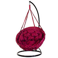 Крісло-гамак з опорою 220 см з круглим матрацом 250 кг 120 см Бордове