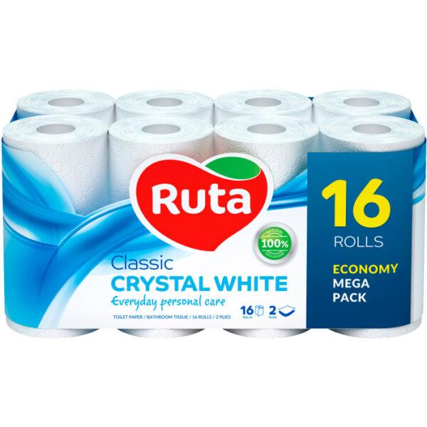 Туалетний папір Ruta Classic біла 2-х шарова, 16 шт., фото 1