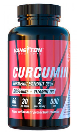 Куркумін Vansiton Куркумін, Д3 + Біоперин — 60 капсул, фото 1