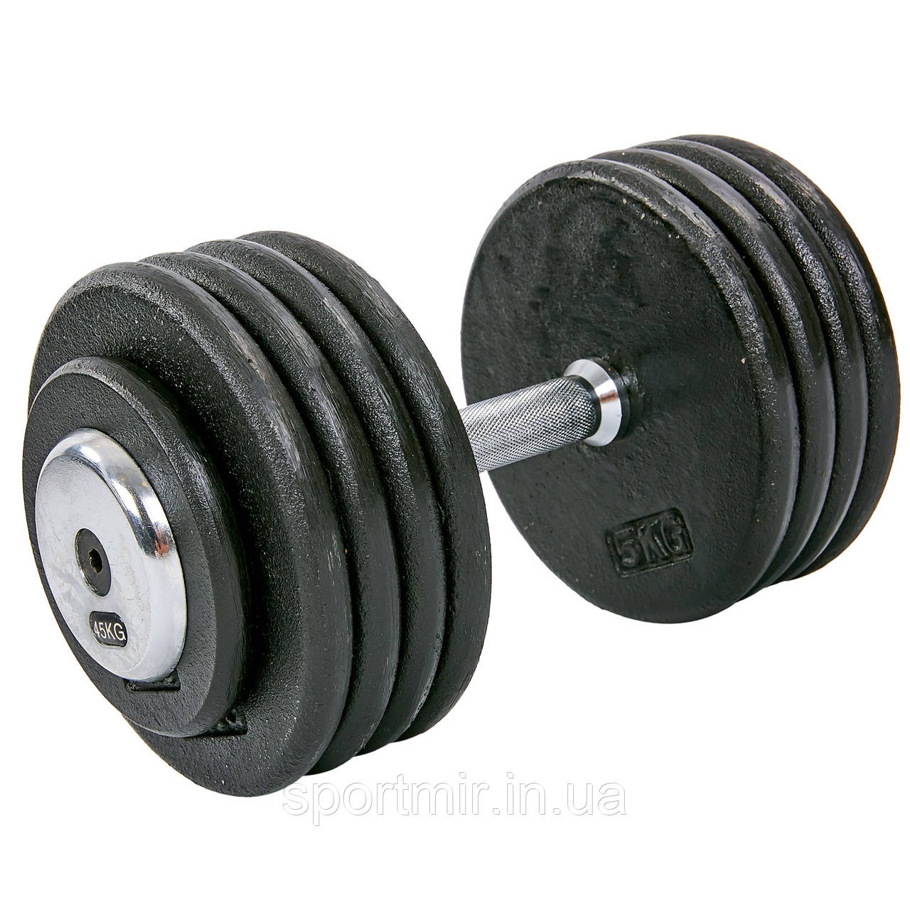 Гантель суцільна професійна сталева RECORD (1 шт.) TA-7231-45 45 кг (сталь, сталь хромована, вага 45 кг, фото 1