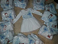 Новогоднее детское карнавальное платье Снежинка 110см ТОЛЬКО! белое трикотаж+фатин