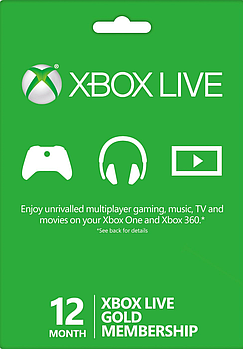 Xbox Live Gold - 12 місяців (Xbox 360/One) підписка для всіх регіонів та країн