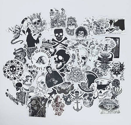 Набір вінілових наклейок стикерів Стикерпак Черепа Потубний світ стикербомбінг на авто ноутбук стіну 50 шт., фото 1