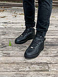 Кросівки зимові Nike Air Force чоловічі шкіряні чорні на хутрі, фото 5