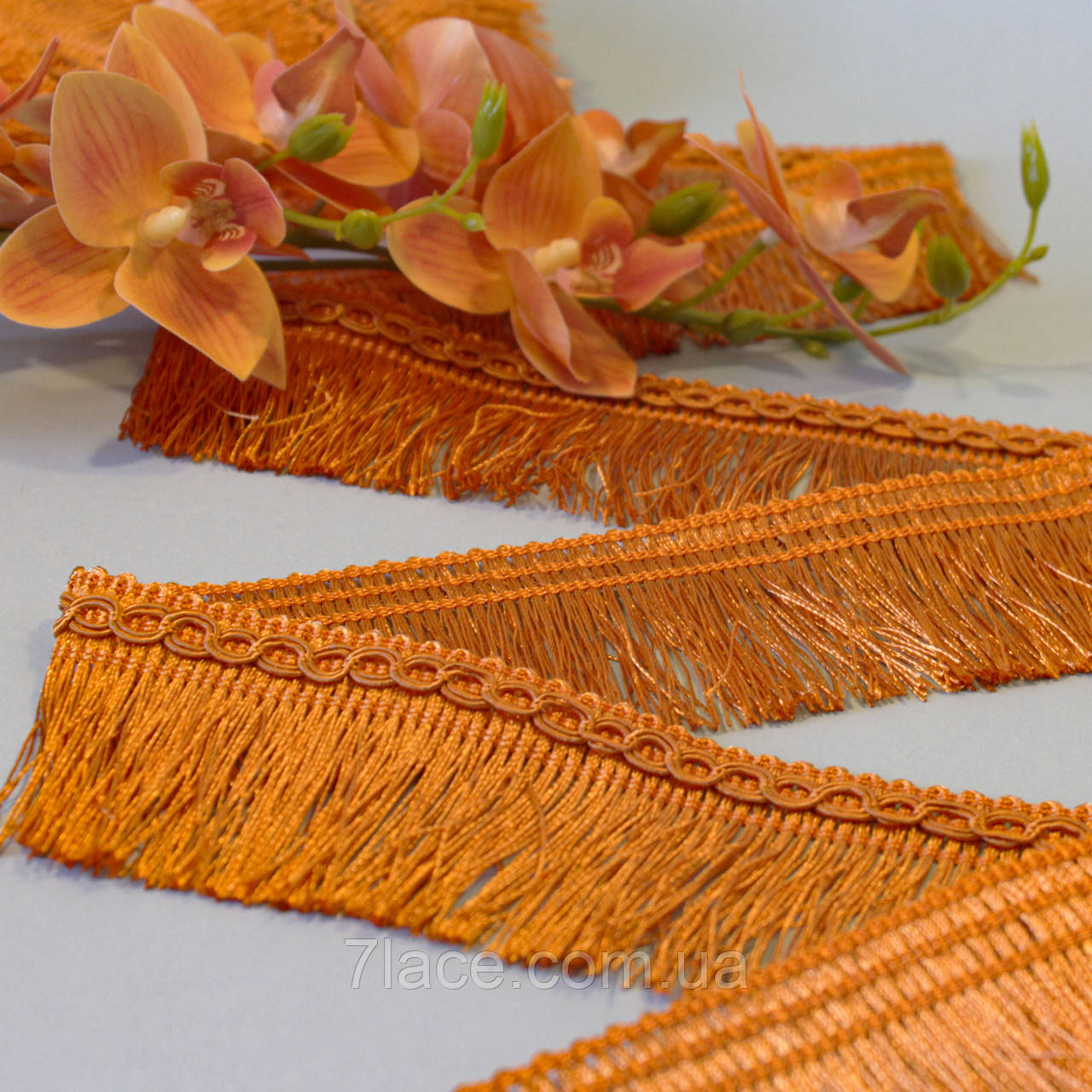 Бахрома для штор/колір жовтогарячий/ширина 6 см/моток 15 м, фото 1