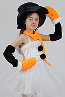 Карнавальний костюм з атласу для дівчинки СНІГОВІЧКА білий, для 5-6 і 7-8 років