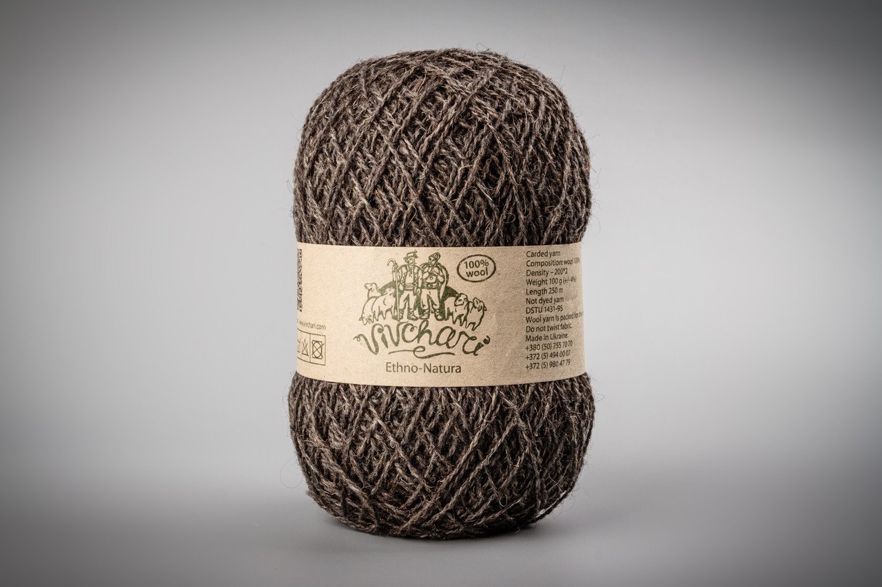 Пряжа вовняна Vivchari Ethno-Natura Color, Color No.213 темно-коричневий