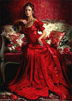 Схема для вышивания бисером Магия Бисера К-3 013 Девушка в красном платье Размер 30*40 см