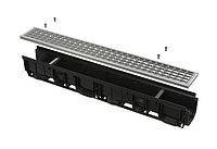 Дренажный канал 100 мм с пластиковой рамой и оцинкованной решеткой В125