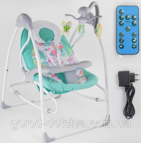Електронні гойдалки JOY 3в1 CX-55109, гойдалки, шезлонг, карусель, пульт д/у, від мережі 220V і батарейок, в коробці