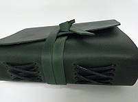 Шкіряний блокнот COMFY STRAP В6 темно-зелений ручна робота, фото 3