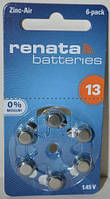 Батарейка Renata ZA13 (PR48) для слуховых аппаратов /6/60/300шт.