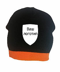 Зимова шапка чорна з оранжевим