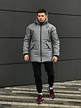 Куртка парку чоловіча зимова сіра температурний режим до -30 повсякденна, фото 4