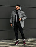 Куртка парку чоловіча зимова сіра температурний режим до -30 повсякденна, фото 6