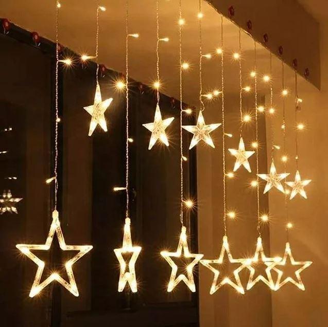Світлодіодна гірлянда "ЗОРЕПАД" 2.5 м 138LED 12 ЗОЛОТИХ зірок