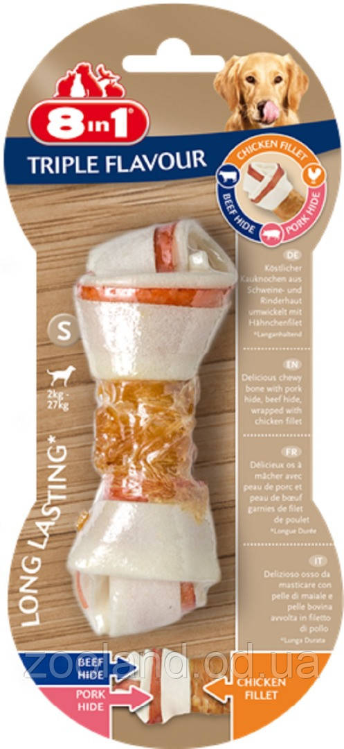661429/144502 8in1Triple Flavour Bones Жувальна кістка для собак, S