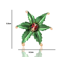Брошь брошка божья коровка сонечко на листике обьемная
