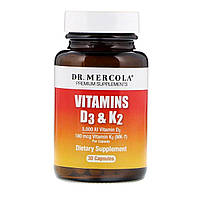 Вітаміни D3 і K2, Vitamins D3 K2, Dr. Mercola, 30 капсул